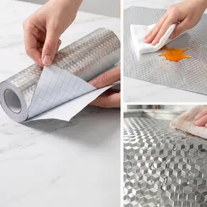 Waterproof Anti-Oil Aluminum Foil Cabinet Liner - Peel-and-Stick Kitchen Drawer & Shelf Protector for Renters, Home Chefs & Minimalists, Heat-Proof Stain-Resistant Kitchen Makeover Wallpaper-YY0