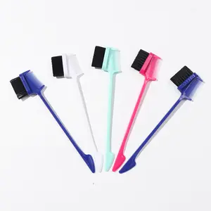 Teslal 1 Pcs Hair Edge Brush Double Sided Control Hair Brush Comb Color random Haircare Heatless