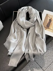 Women's Floral Print Long Scarf, Head Scarf, Elegant Soft Comfortable Shawl for Daily Wear, Fashion Accessories for Women & Girls