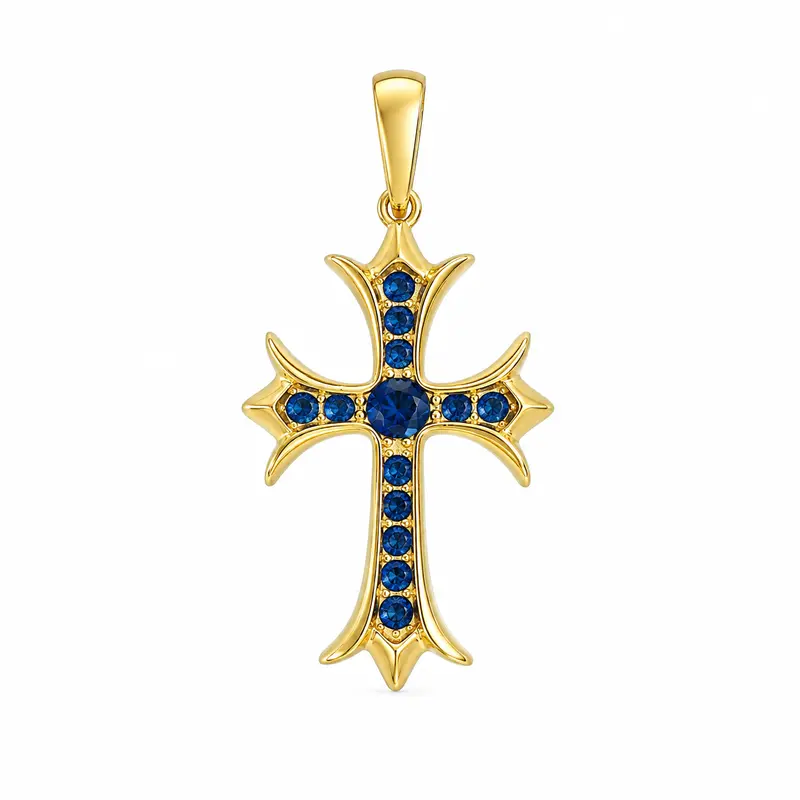 Blue Mini Cross Pendant
