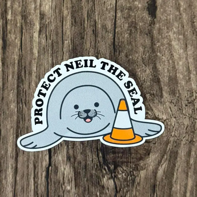 Neil the Seal Sticker, Seal Sticker, Protect Neil, Teenage Sticker, Cute Seal Sticker, Tasmania Seal, Traffic Cone Sticker