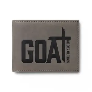 GOAT Leather Bi-Fold Wallet — Slim Flip Wallet with Bold Logo