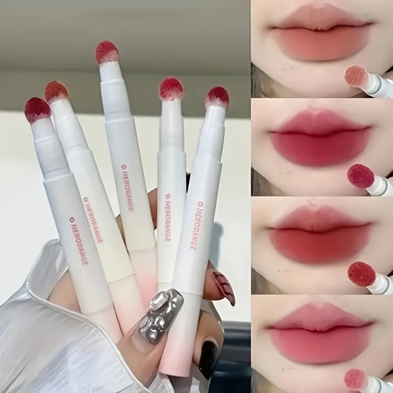 5pcs Matte Sponge Head Lip Glosses Set Long Lasting Lightweight Makeup Waterproof SmudgeProof Moisturizing Buildable High Pigmented Lipstick Non Drying Cosmetics DealsForYouDays