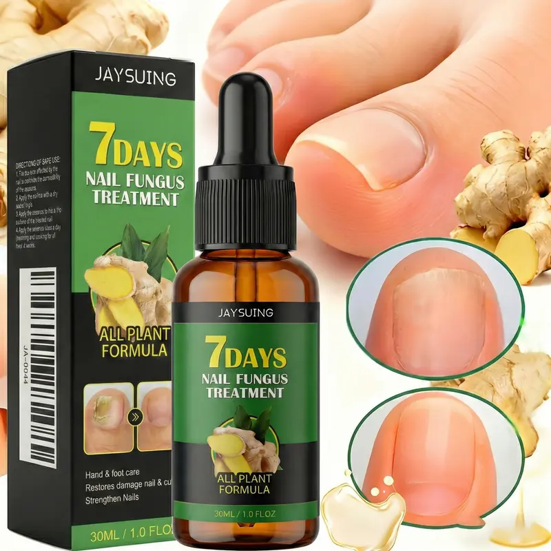 Jaysuing 7-Day Antifungal Nail Repair Serum - Single Bottle Nail Care Treatment Oil, Ginger Formula for Toe & Fingernail Peeling Fix, Moisture Boost, Whitening, Softening & Growth Support (Multi-Size Options)