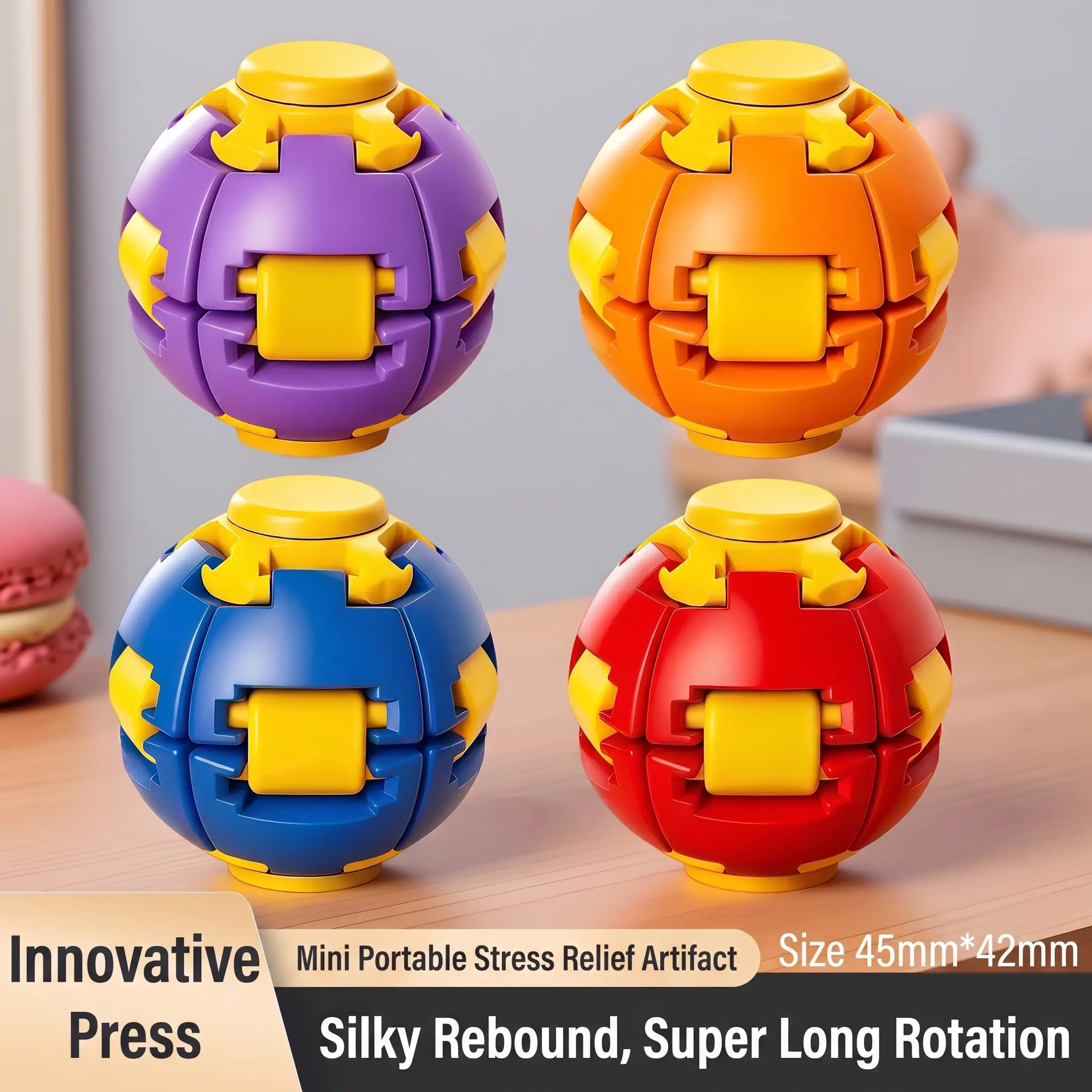 Viral Transforming Fidget Ball 2-in-1 Press & Pop Spinning Top Decompression Toy for Stress Relief & Focus