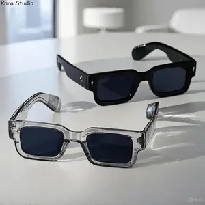 2-Pack Retro Square Sunglasses for Women & Men – UV400 Protection, Black & Translucent Frames, Y2K Stylish Summer Eyewear for Beach, Travel, Streetwear, Parties & Daily Use