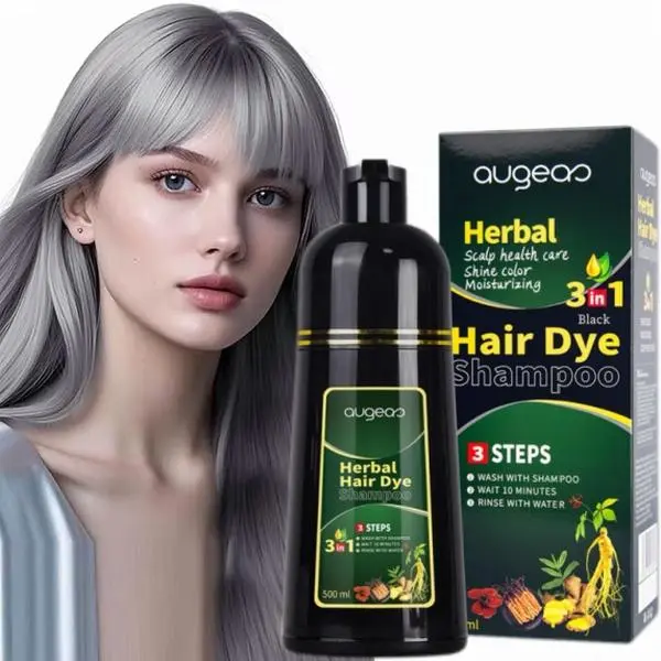 Silver Hair Dye Shampoo 3 in 1, Rich Color Shine for 3–4 Weeks, Premium Coloring Shampoo for All Hair Types, Gentle Herbal Formula Safe for Damaged Hair, Easy At-Home Use for Women & Men 500ml