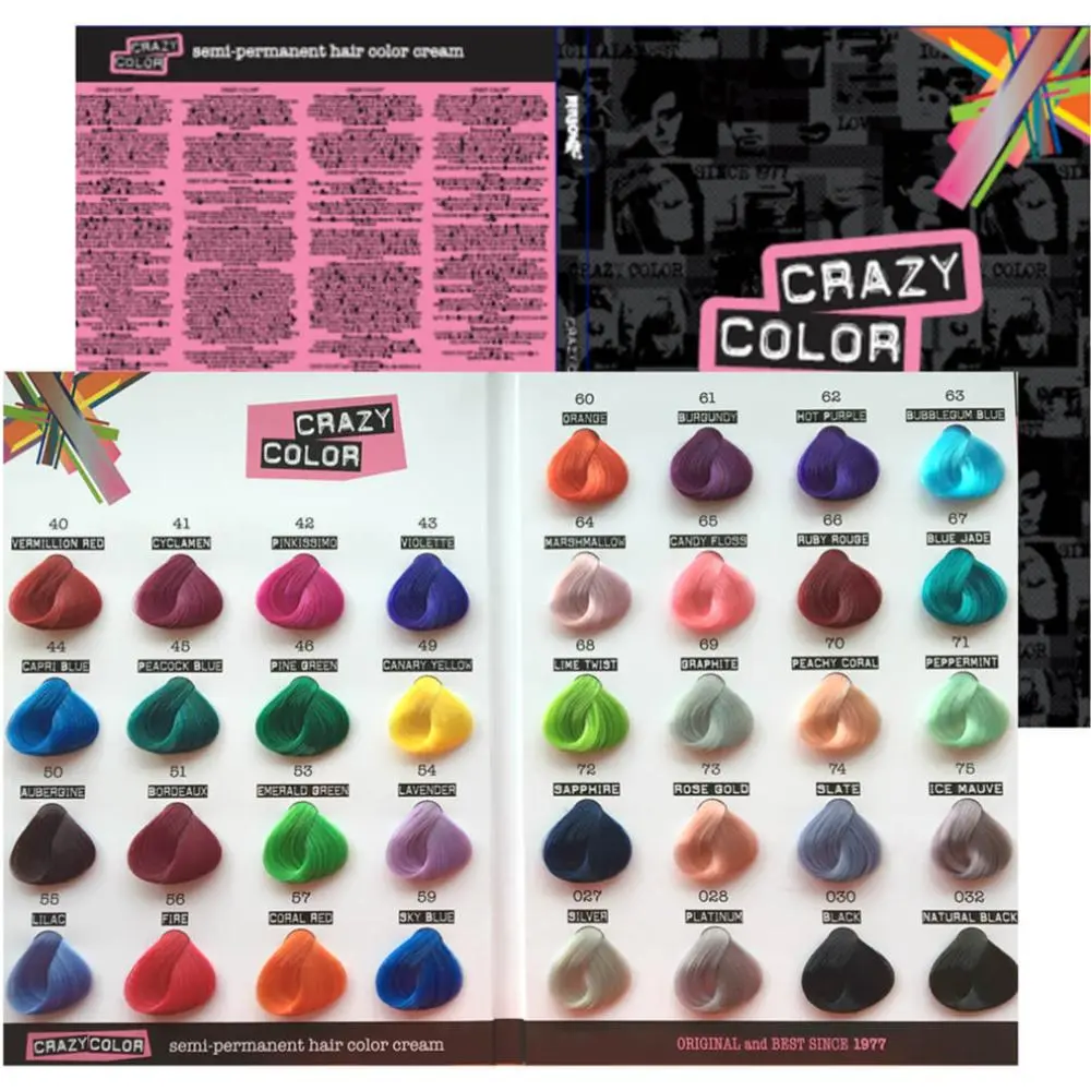 Crazy Color Semi-Permanent Hair Coloring Small Paper Shade Chart Book - No Digital Alternative, Office & School Stationery Supply