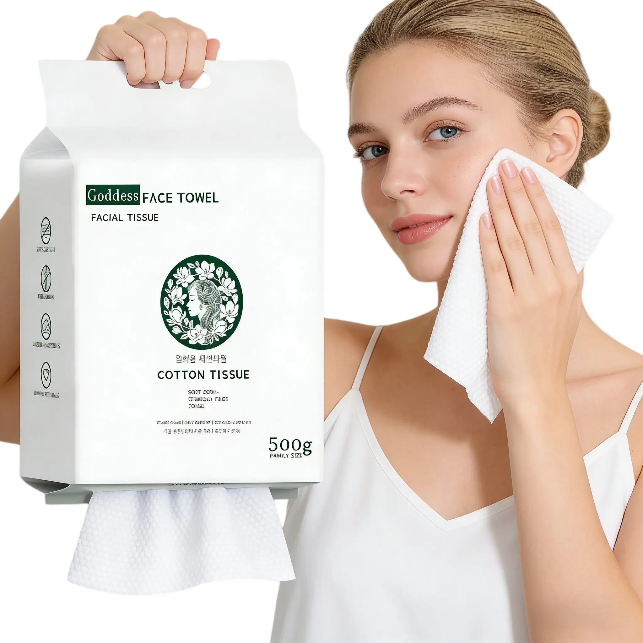 Extra Large Pack-Disposable Face Towels - Extra Thick Facial Towels Cleansing Dry Wipes Face Cleaning Towel Absorbent,Reusable, Soft, Comfort Skincare