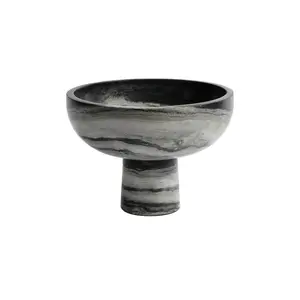 The Favorites Footed Bowl Black Panda Marble in Black
