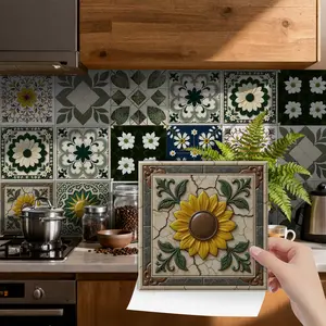 24-Piece Farmhouse Wall Stickers, Self-Adhesive Removable Waterproof Kitchen Decor, Living Room Bedroom Bathroom Art Decals, Floral Pattern Sticker, 3 Sizes Available