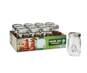 Mason Regular Mouth Quart Jars with Lids and Bands, Set of 12