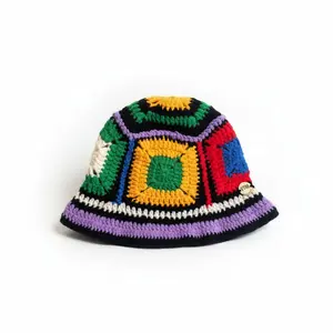 Colorful Crocheted Beanie with Geometric Pattern Handcrafted Soft Warm & Breathable Yarn for Everyday Wear Vibrant Textured Finish Size 30