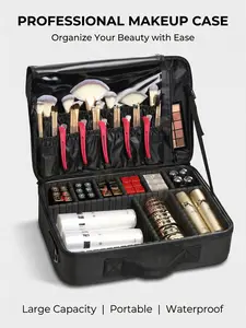 Professional Makeup Case - Large Capacity Portable Waterproof Organizer for Beauty Essentials