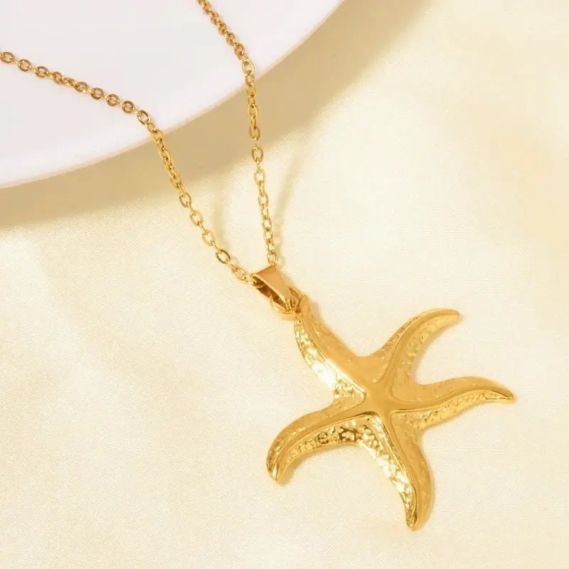 Starfish Pendant Necklace - Gold Color Chain with Starfish Design, Ideal for Everyday Wear