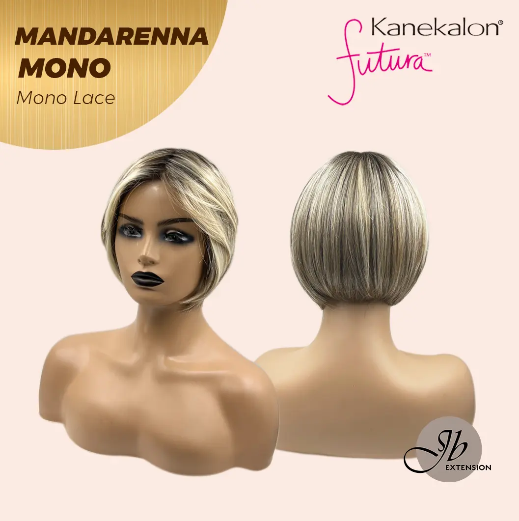 JBEXTENSION MANDARENNA MONO Monofilament Handmade Wig 6X5 Full Monofilament Hand Tied Top Wig 8 Inches Dark Blonde Mono Lace Handmade Futura Fiber Wig With Anti-slip Silicone Strips Glueless Wig MANDARENNA MONO【BENDY EAR TABS】