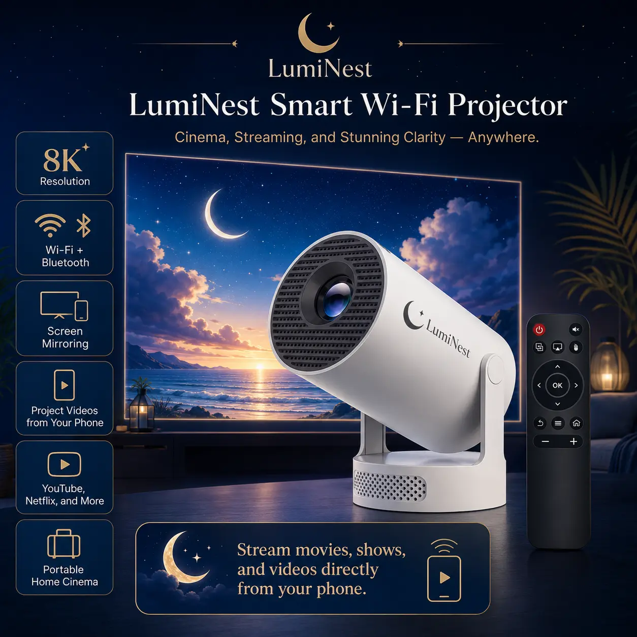 LumiNest Smart 8K Projector