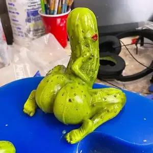 Funny Pickle Statue Desk Decor| Novelty Gag Gift for Adults| Unique Green Vegetable Figurine| Humorous Office or Kitchen Accent| Handmade Resin Ornament Collector Item| Unique Birthday Present