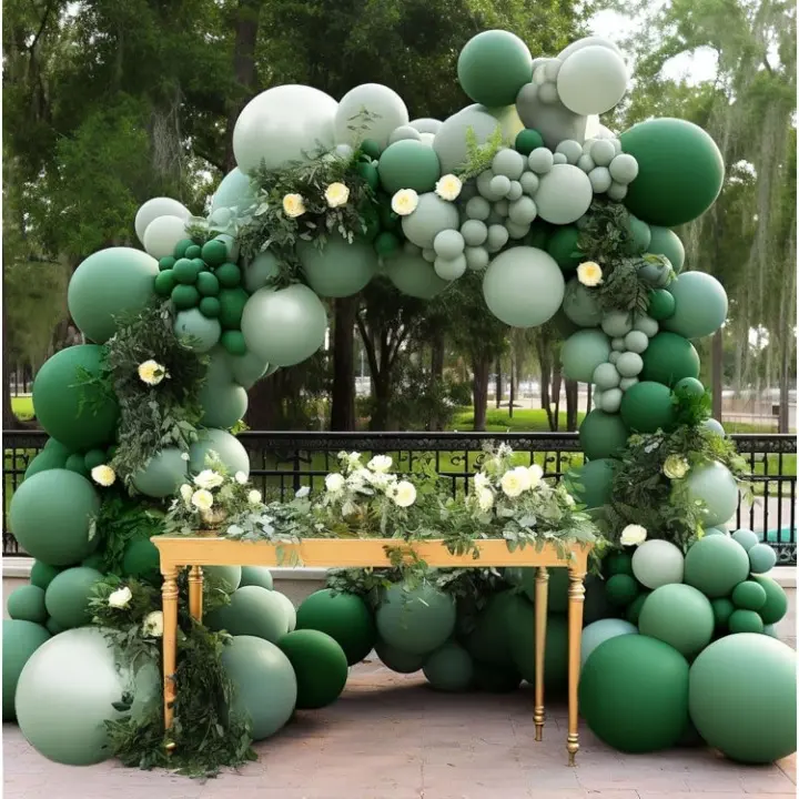 Green Balloon Arch Kit, Dark Emerald, Sage, Olive Balloons for Baby Shower, Birthday & More
