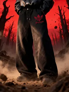Men's Casual Slim Fit Sport Pants with Stranger Things Print, Street Style Running Pants, All Season Fashion Essential