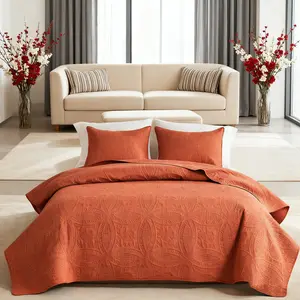 3pcs Quilt Set-Ultra-Soft Lightweight Bedspread, Modern Coin Pattern All-Season Coverlet with 1 Quilt&2 Pillow Shams