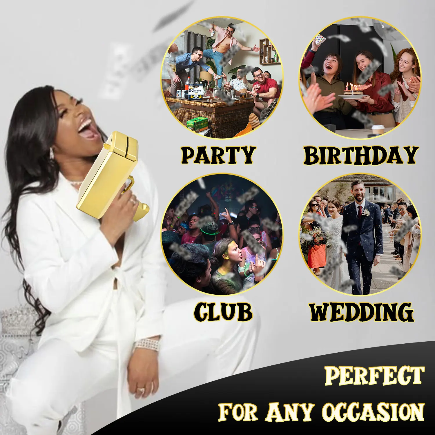 Bexdug Tireur d'argent avec Prop Money, Prop Money Fake Money Machine, Make It Rain Toy Cash Shooter, Distributeur Billets pour Films, Jeux, Mariage, boîte Nuit, fête
