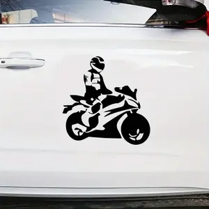 1PC "Motorcycle Rider Silhouette Pattern" Multi-scene Moto Hardcore Silhouette Sticker For Digital Device/Gear Bag Multi-scene Moto Goodie Adds Hardcore Sleek Personal Texture Top For Multi-scene Moto Style Fans