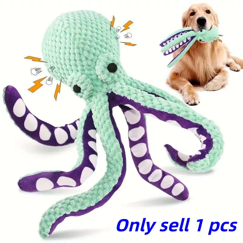 Interactive Octopus-Shaped Plush Toy for Pets, Cute Squeaky Interactive Dog Toys, Perfect for Playtime & Training, Soft Stuffed Animal, Interactive Chew