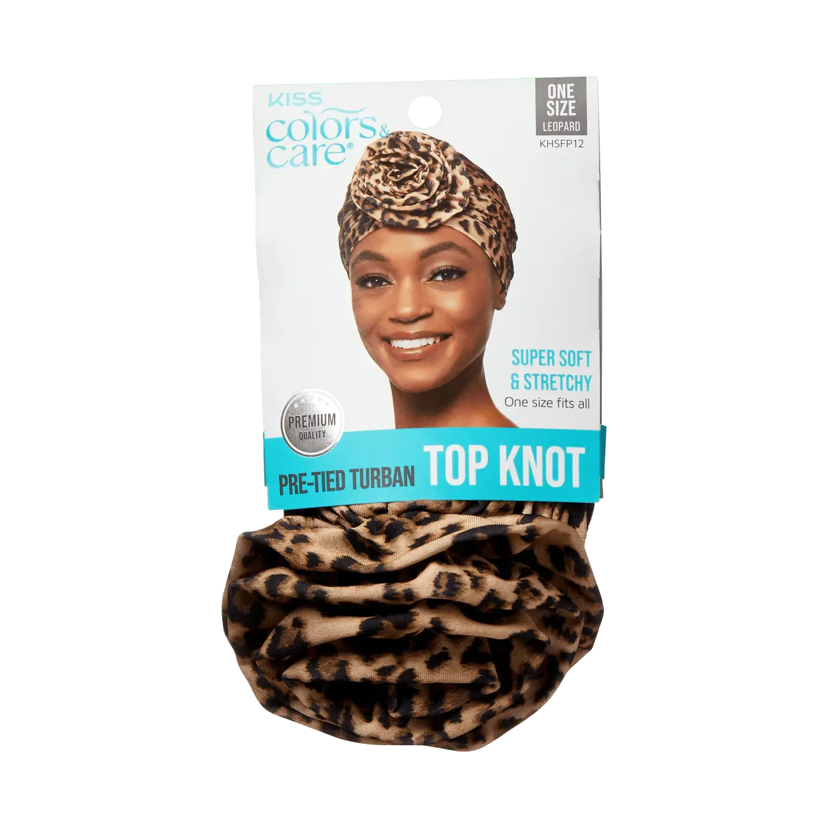 Kiss Colors & Care Pre-Tied Top Knot Turban - Leopard | Hair Scarf, Hair Turban, Hair Accessories