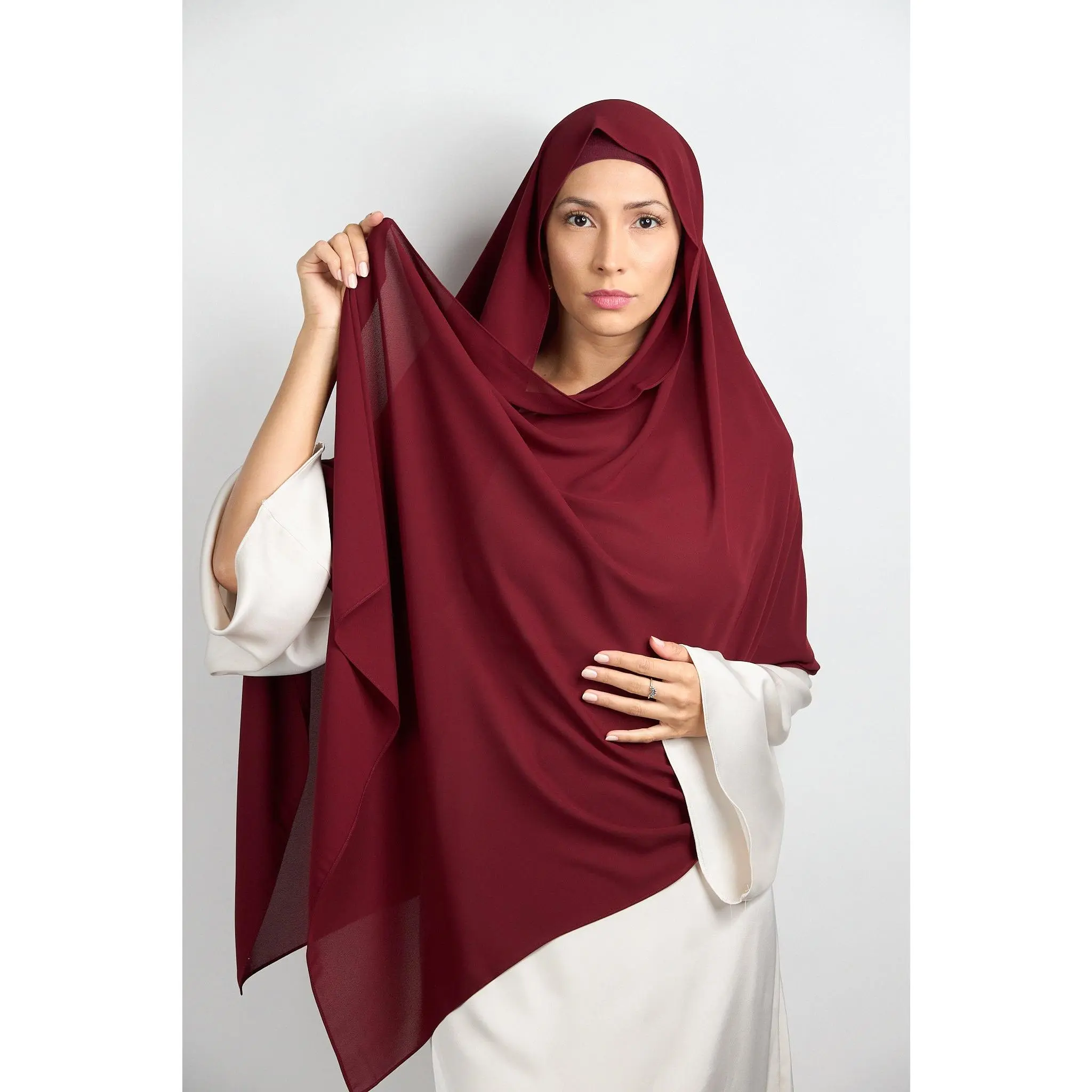 Diamond Chiffon with Matching Undercap Burgandy #14