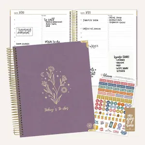 Bloom 6-Month Undated Daily To-Do Planner 7.5" x 9" Purple Linen with 185 Pages & 6 Monthly Spreads for Focused Productivity