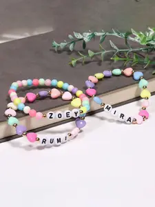 Demon Hunter-Inspired 3-Piece Bracelet Set, Rumi, Zoey & Mira Character Stretch Elastic Bracelets, trendy stack bangle, Stackable Friendship Adjustable Beaded Design Beaded Jewelry Gift, Adjustable Stack Bracelets