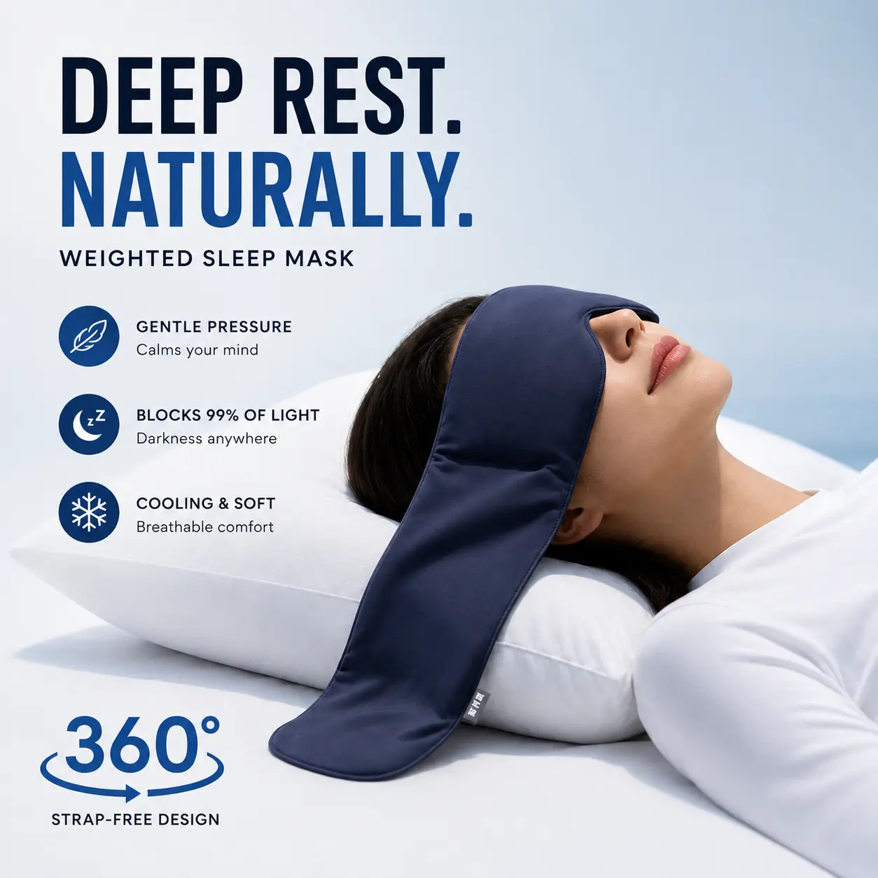TTF | Adjustable Weighted Eye Mask - 360° Wraparound Sleep Mask, Deep Pressure Relaxation Eye Mask for Better Sleep, Soft Comfortable Light Blocking Eye Mask for Travel, Naps & Stress Relief