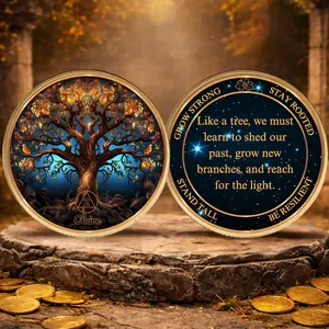 Personalized Sobriety Coin,1-99 Years Tree of Life AA Medallion,Serenity Prayer Token,Recovery Sobriety Coin,Tree of Life AA