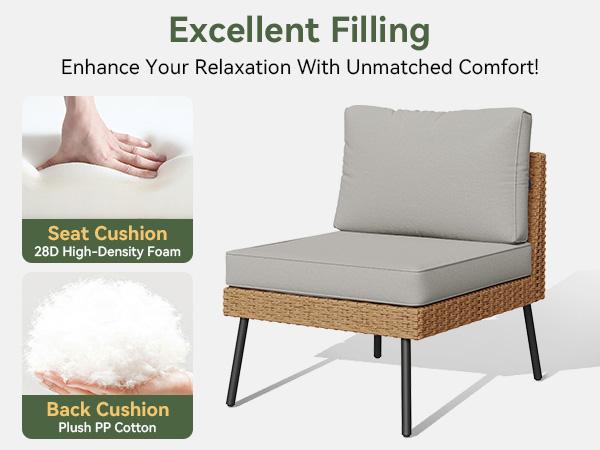 【Ships in 2 Packages】Aoxun Patio Furniture Set, 5 Piece Outdoor Sectional Sofas with Thick Cushion, Wicker Outdoor Patio Furniture Set with Coffee Table for Party, Garden, Backyard,