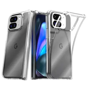 Rome Tech For Google Pixel 9 Pro Fold (2024) Hybrid Shockproof Clear Slim Acrylic Case Cover Flexible Hinge Rib
