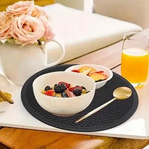 Silicone Insulation Pad Round Dining Mat Kitchen Heat Resistant Cup Holder High Temperature Pot Pad Drainage Steamer Pot Protector