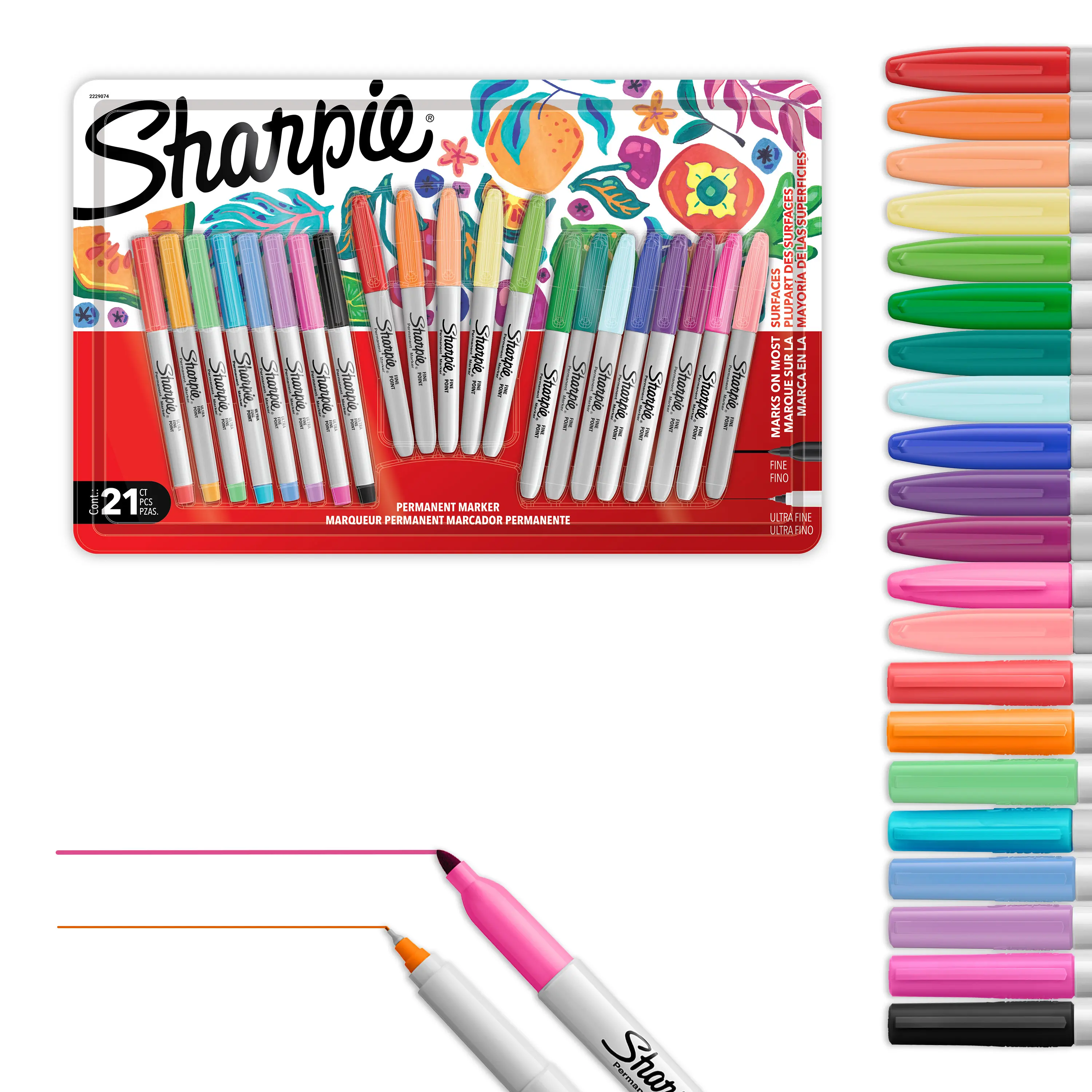 Sharpie Permanent Markers, Fine and Ultra-Fine Points, Assorted, 21 Count Sharpie Permanent Markers, Fine and Ultra-Fine Points, Assorted, 21 Count