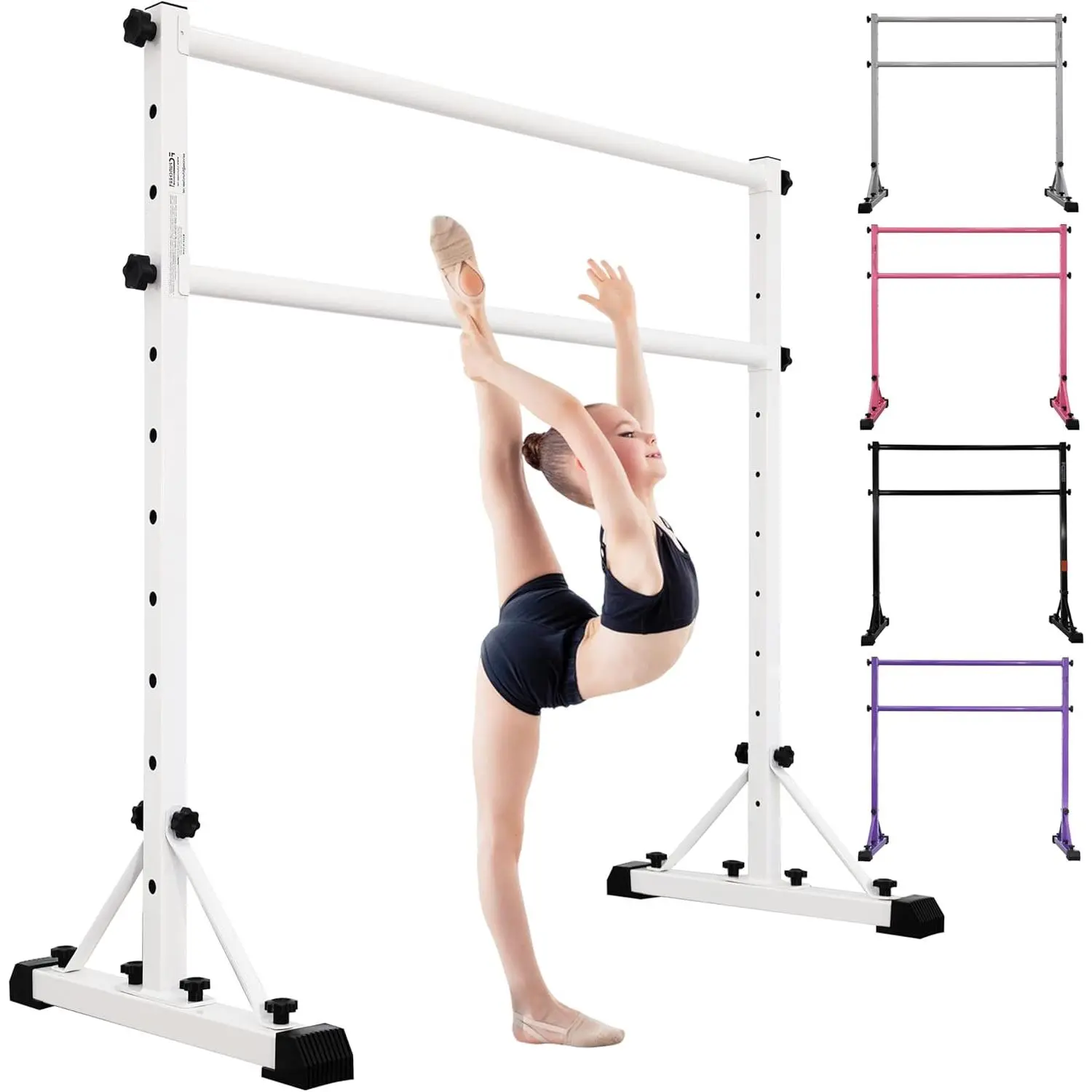 Adjustable ballet barre, portable dance bar, dance and balance training fitness equipment, ultra-stable balance training apparatus, weight capacity up to 250 lbs.