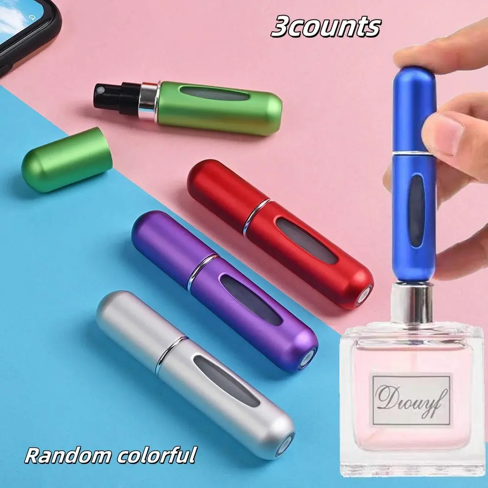 3 Pack 5ML Reusable Travel Perfume Spray Bottles, Mini Refillable Scent Containers, Small Pocket Size, Random Colors, Perfume Dispenser