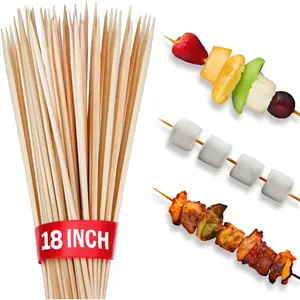 100pcs 18 inch 4mm Thick Bamboo Skewers for BBQ Kabob Grilling Barbecue Marshmallow Roasting Smores and Craft