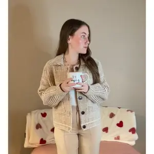 Ivory/ Brown 'Emma' Button Up Jacket