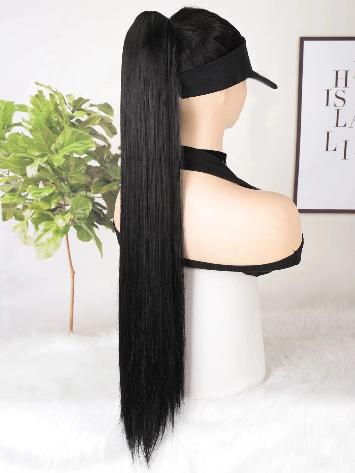 Soft and beautiful. 12 inch clip in ponytail. Black. BARSDAR Ponytail Extension | Long Curly Wavy Claw Clip  main image 3