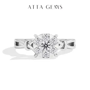 ATTAGEMS Round Cut Synthetic Moissanite Engagement Rings D Color VVS1 925 Sterling SIlver Anniversary Wedding Promise Ring for Women Party Jewelry holiday Gift R284