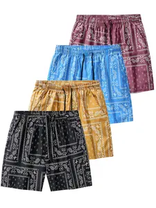 Men's Paisley Print Pocket Shorts, Regular Fit Casual Comfy Elastic Waist Shorts for Summer, Men's Bottoms for Daily Wear