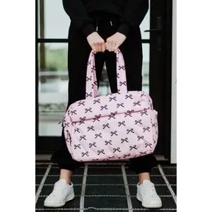 Black & Pink Mini Bows Duffel Weekender w/ Pass-Thru Slip