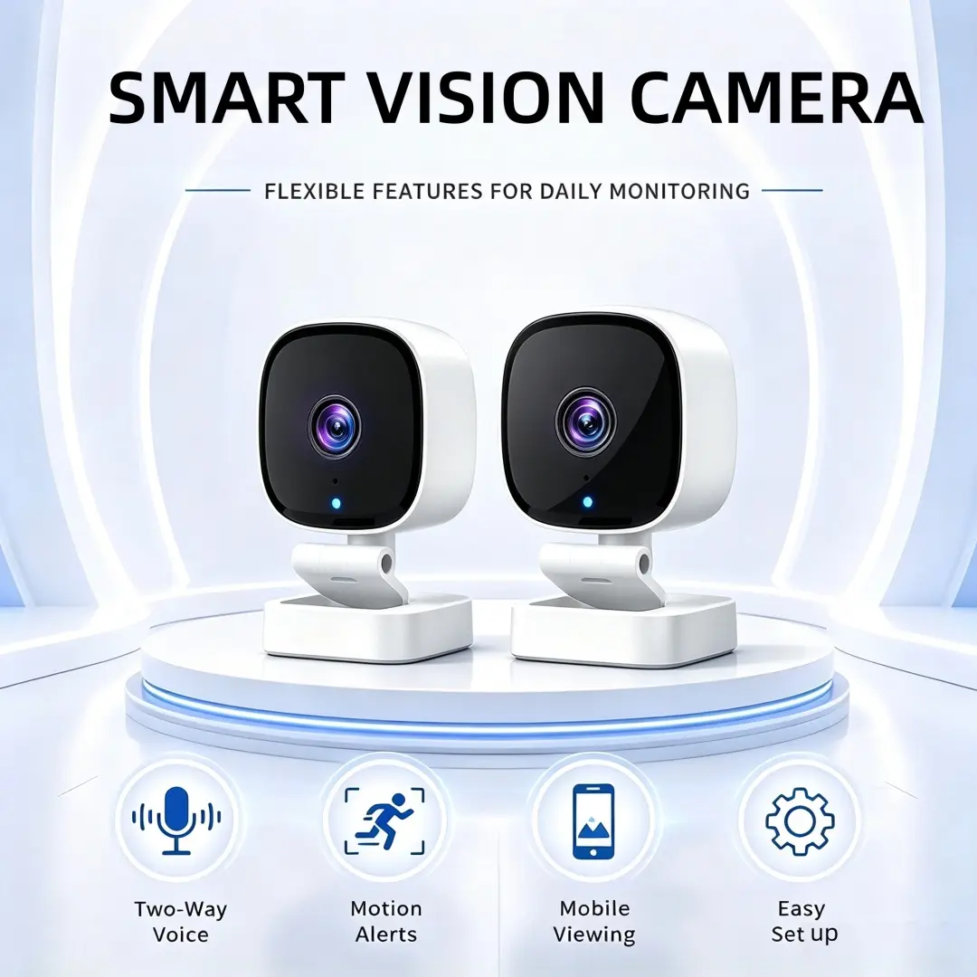 Wireless Mini Pet Security Camera - 2.4GHz Indoor Use Home Micro Camera, 1296P Resolution, Night Vision, Smart Motion Alert, SD Loop Recording, App Remote View, Wall Mountable