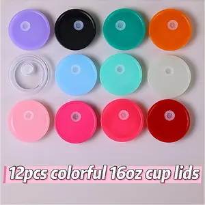 12pcs colorful sealed anti-fall and leak-proof 16oz cup lids
