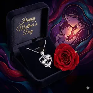 DiamondCelebritees White Silver 0.85ct Cubic Zirconia MOM'S Embrace Lovely Pendant @ Mother's Day