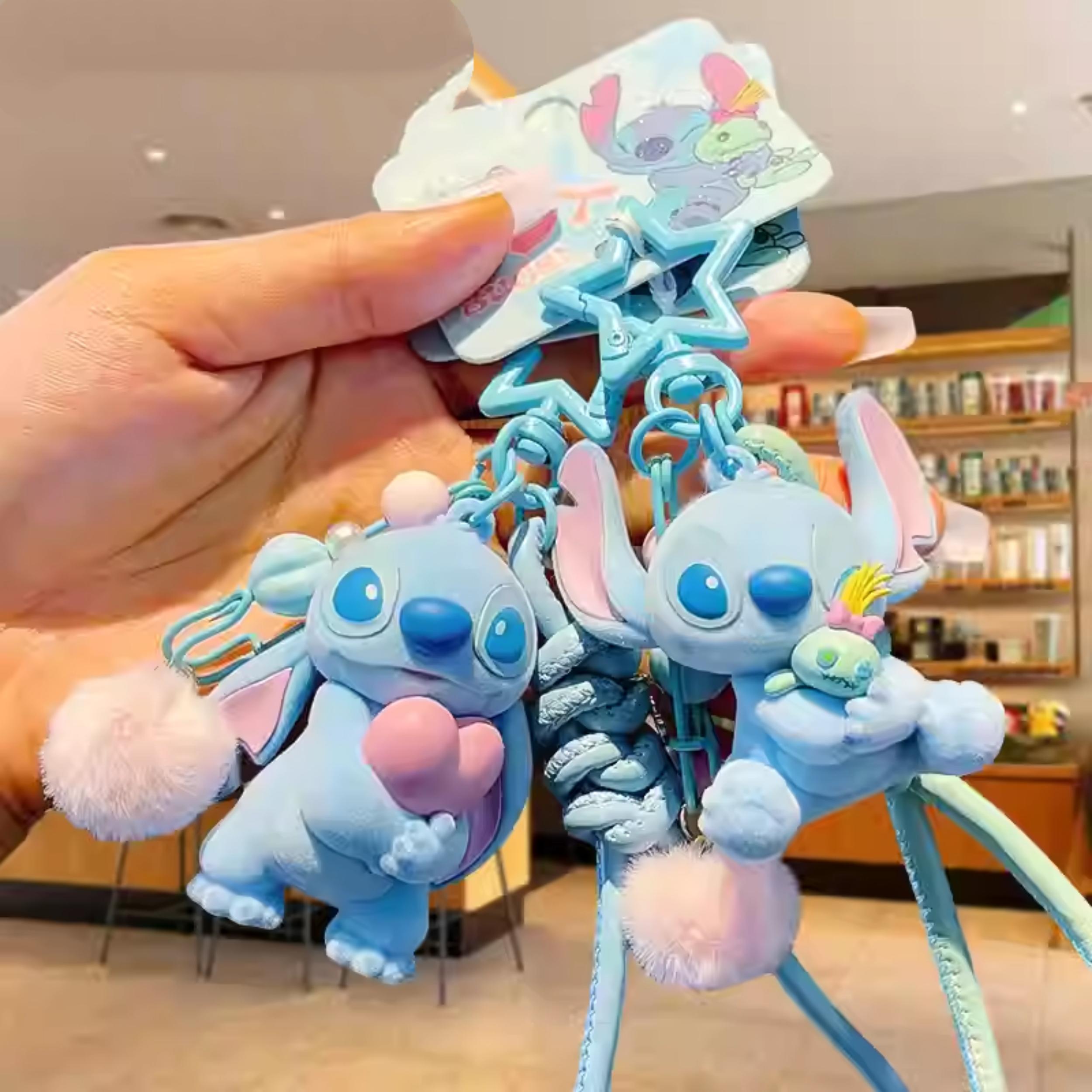 Disney Stitch Flocked Hug Keychain,Mini Gold Stitch Plush Pendant, Soft Velvet Texture, Cute Backpack Charm, Perfect Gift for Disney and Stitch Fans,Holiday Gift Birthday Gift